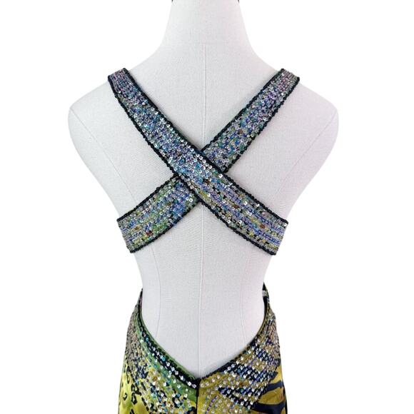 Cache Multicolor Animal Print Formal/Prom Dress Size 4 Beaded Details Low Back - Picture 6 of 10